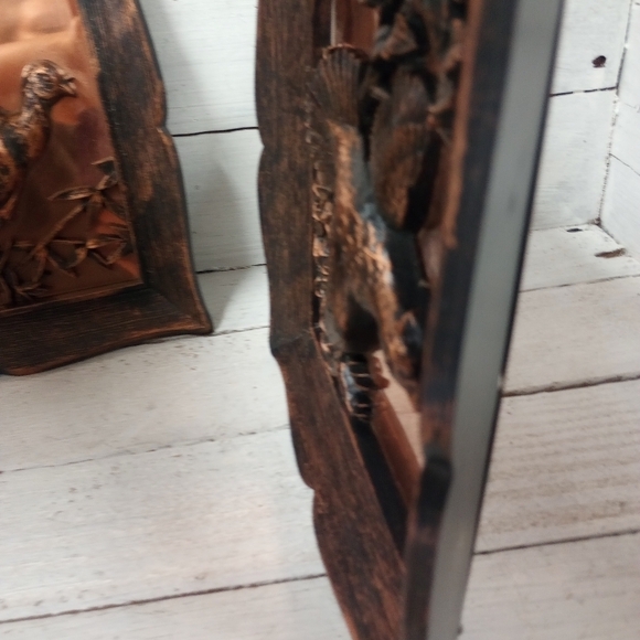 Set of 2 Vintage Coppercraft Guild 3D Wall Art Turkey & Pheasant 9 X 9" Cabin - Picture 6 of 11